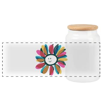 Fleur du moulin à vent - Boîte à biscuits avec couvercle en bois - blanc - Devant