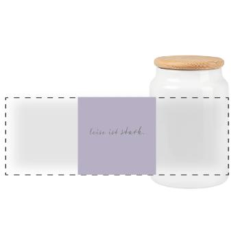 Quiet Is Strong Typography Poster Minimalist - Panoramic Cookie Jar with Wooden Lid - white - Front