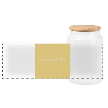 warm wirkt weiter Typografie Poster Spruch - Panorama Keksdose mit Holzdeckel - Weiß - Vorne