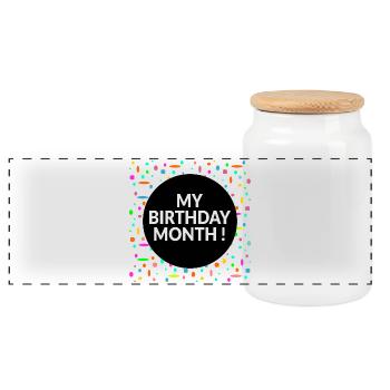 My Birthday Month - Panoramic Cookie Jar with Wooden Lid - white - Front