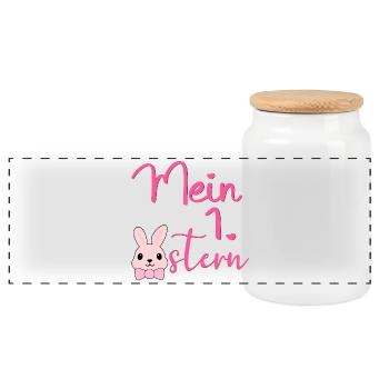 Mon premier lapin de Pâques - Boîte à biscuits avec couvercle en bois - blanc - Devant