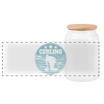 Curling Spieler Sport Wintersport Eis Präzision - Panorama Keksdose mit Holzdeckel - Weiß - Vorne