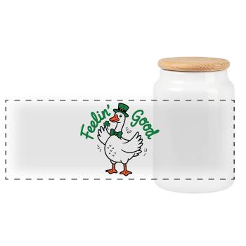 Lucky Duck St Patrick's Leap - Panoramic Cookie Jar with Wooden Lid - white - Front