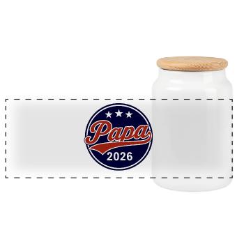 Papa 2026  - Panorama Keksdose mit Holzdeckel - Weiß - Vorne