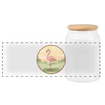 Yoga Flamant rose faisant la posture de l’arbre - Boîte à biscuits avec couvercle en bois - blanc - Devant