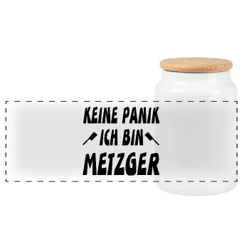 Butcher - Panoramic Cookie Jar with Wooden Lid - white - Front