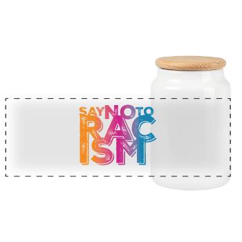 Say No to Racism - Panorama Keksdose mit Holzdeckel - Weiß - Vorne