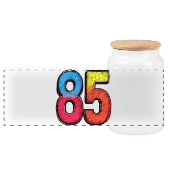 85 Number Colorful - Panoramic Cookie Jar with Wooden Lid - white - Front