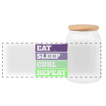 Eat Sleep Curl Repeat Rétro Vintage Sport Look - Boîte à biscuits avec couvercle en bois - blanc - Devant
