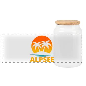 Palmiers de vacances de l’Alpsee Coucher de soleil rétro - Boîte à biscuits avec couvercle en bois - blanc - Devant