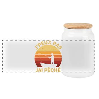 I can't I have Sunset Fishing - Panoramic Cookie Jar with Wooden Lid - white - Front