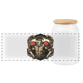 Boxeur Spartan MMA - Boîte à biscuits avec couvercle en bois - blanc - Devant