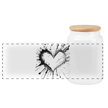 Éclaboussures de cœur d’encre - Boîte à biscuits avec couvercle en bois - blanc - Devant