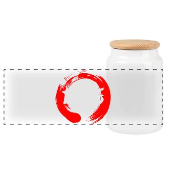 NC5 Nunchaku logo - Panoramic Cookie Jar with Wooden Lid - white - Front