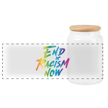 End Racism Now - Panorama Keksdose mit Holzdeckel - Weiß - Vorne