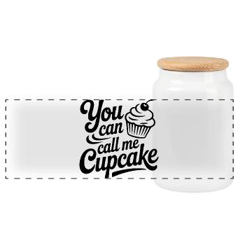 You Can Call Me Cupcake - Panoramic Cookie Jar with Wooden Lid - white - Front