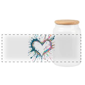 Key West inspirierte Heart-Licht - Panorama Keksdose mit Holzdeckel - Weiß - Vorne