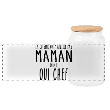 Cooking Mom the Cook Cooking Mom Mother - Panoramic Cookie Jar with Wooden Lid - white - Front