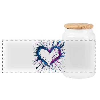 Key West inspired Heart dark - Panoramic Cookie Jar with Wooden Lid - white - Front
