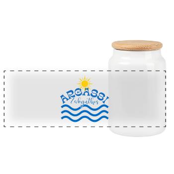 Argassi Zakynthos Sun Waves - Panoramic Cookie Jar with Wooden Lid - white - Front
