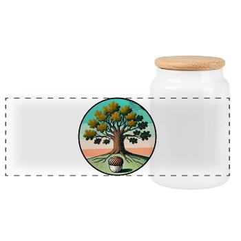 Arbre de vie rétro avec gland - Boîte à biscuits avec couvercle en bois - blanc - Devant