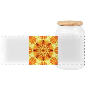 Firestar Kaleidoscope - Panoramic Cookie Jar with Wooden Lid - white - Front