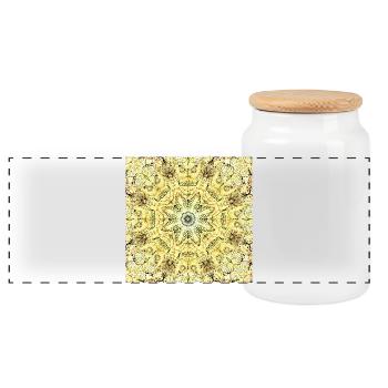 Mandala jaune-vert kaléidoscopique - Boîte à biscuits avec couvercle en bois - blanc - Devant