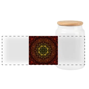 Kaleidoscope Mandala Magic of the Night - Panoramic Cookie Jar with Wooden Lid - white - Front