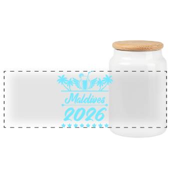 Rêve de plage Maldives 2026 - Boîte à biscuits avec couvercle en bois - blanc - Devant