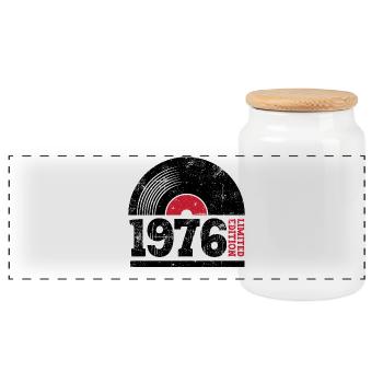 Vintage 1976 - Panorama Keksdose mit Holzdeckel - Weiß - Vorne