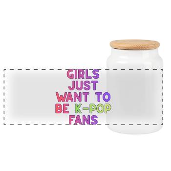 Girls Just Want To Be K-Pop Fans - Panoramic Cookie Jar with Wooden Lid - white - Front