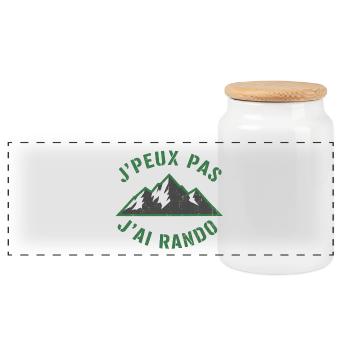 Green Mountains and Slogan Hiking - Panoramic Cookie Jar with Wooden Lid - white - Front