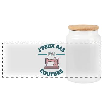 J'peux pas j'ai couture - Boîte à biscuits avec couvercle en bois - blanc - Devant