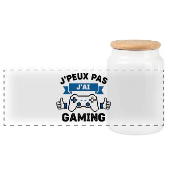 I can't I have Gaming - Panoramic Cookie Jar with Wooden Lid - white - Front