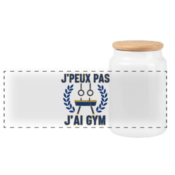 I can't I have Gym - Panoramic Cookie Jar with Wooden Lid - white - Front