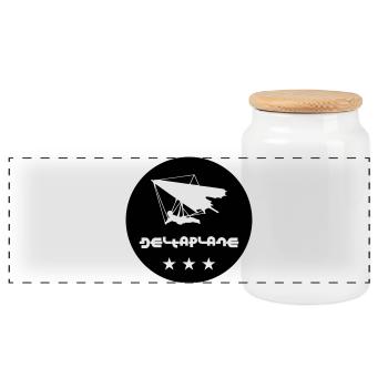 Badge Deltaplane Aventure Vol Libre - Boîte à biscuits avec couvercle en bois - blanc - Devant