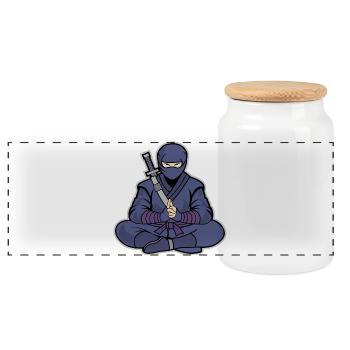 Ninja Zen – Martial Arts & Combat Sports - Panoramic Cookie Jar with Wooden Lid - white - Front