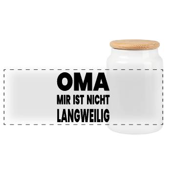 Oma - Panorama Keksdose mit Holzdeckel - Weiß - Vorne