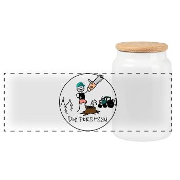 The Forest Sow - Panoramic Cookie Jar with Wooden Lid - white - Front