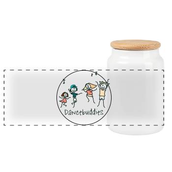 Dancebuddies - Panoramic Cookie Jar with Wooden Lid - white - Front