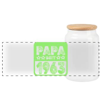 Spruch 1963 - Panorama Keksdose mit Holzdeckel - Weiß - Vorne