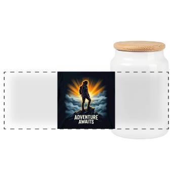 L’aventure attend les alpinistes - Boîte à biscuits avec couvercle en bois - blanc - Devant