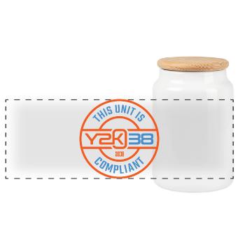 This Unit Y2K38 Compliant - Panoramic Cookie Jar with Wooden Lid - white - Front