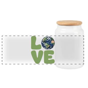Typographie écologique de l’amour de la terre - Boîte à biscuits avec couvercle en bois - blanc - Devant