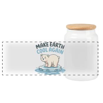 Make Earth Cool Again - Panoramic Cookie Jar with Wooden Lid - white - Front