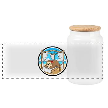 Spa de plage Animaux paresseux Art relaxant - Boîte à biscuits avec couvercle en bois - blanc - Devant