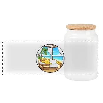 Art relaxant des oiseaux canards au spa de plage - Boîte à biscuits avec couvercle en bois - blanc - Devant