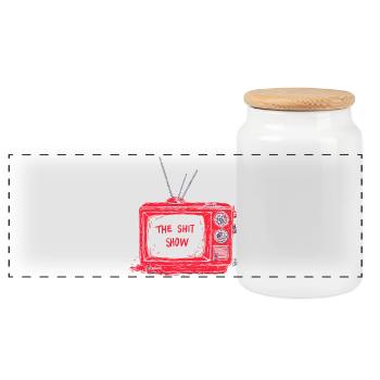 Red Retro TV Show Design - Panoramic Cookie Jar with Wooden Lid - white - Front