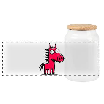 Coloré Griffonnage de Poney - Boîte à biscuits avec couvercle en bois - blanc - Devant