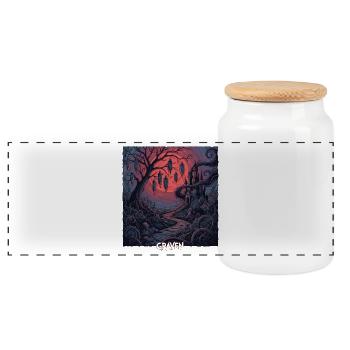 Nuit gravée au clair de lune dans la forêt funéraire - Boîte à biscuits avec couvercle en bois - blanc - Devant